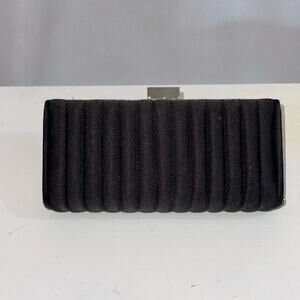 Lovely Kate Landry Black Silk-padded Dressy clutch with Silver accents.
